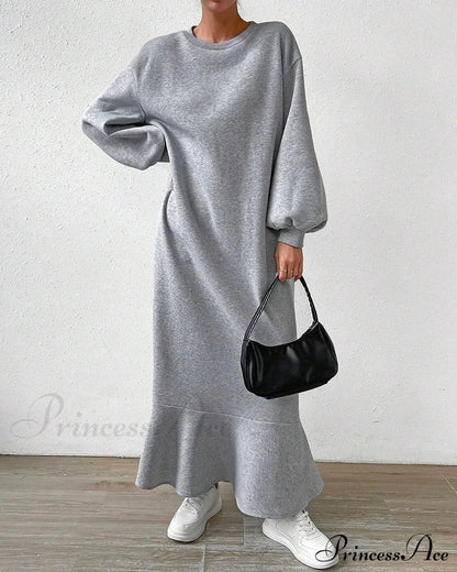 Long Sleeve Dress With Loose Pocket Dresses