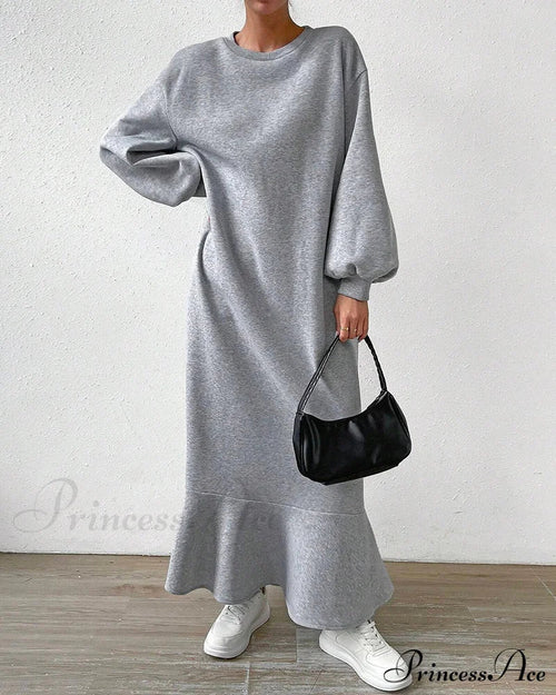 Long Sleeve Dress With Loose Pocket Dresses