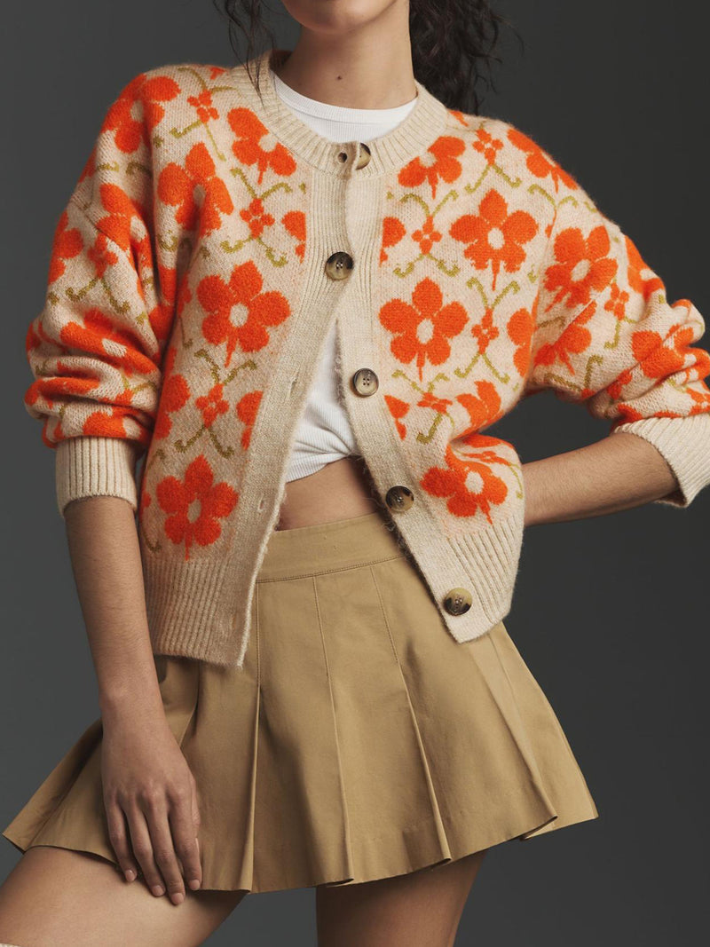 Long Sleeve Jacquard Cardigan
