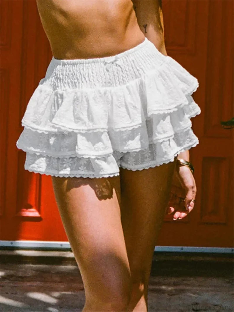 Loose Floral Print Layered Skirt white / S skirts-250223