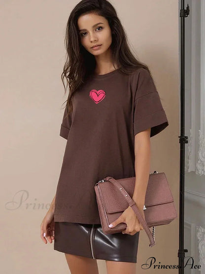 Love Printed Summer Cotton Plus Size Basic Women's Tee T-shirt