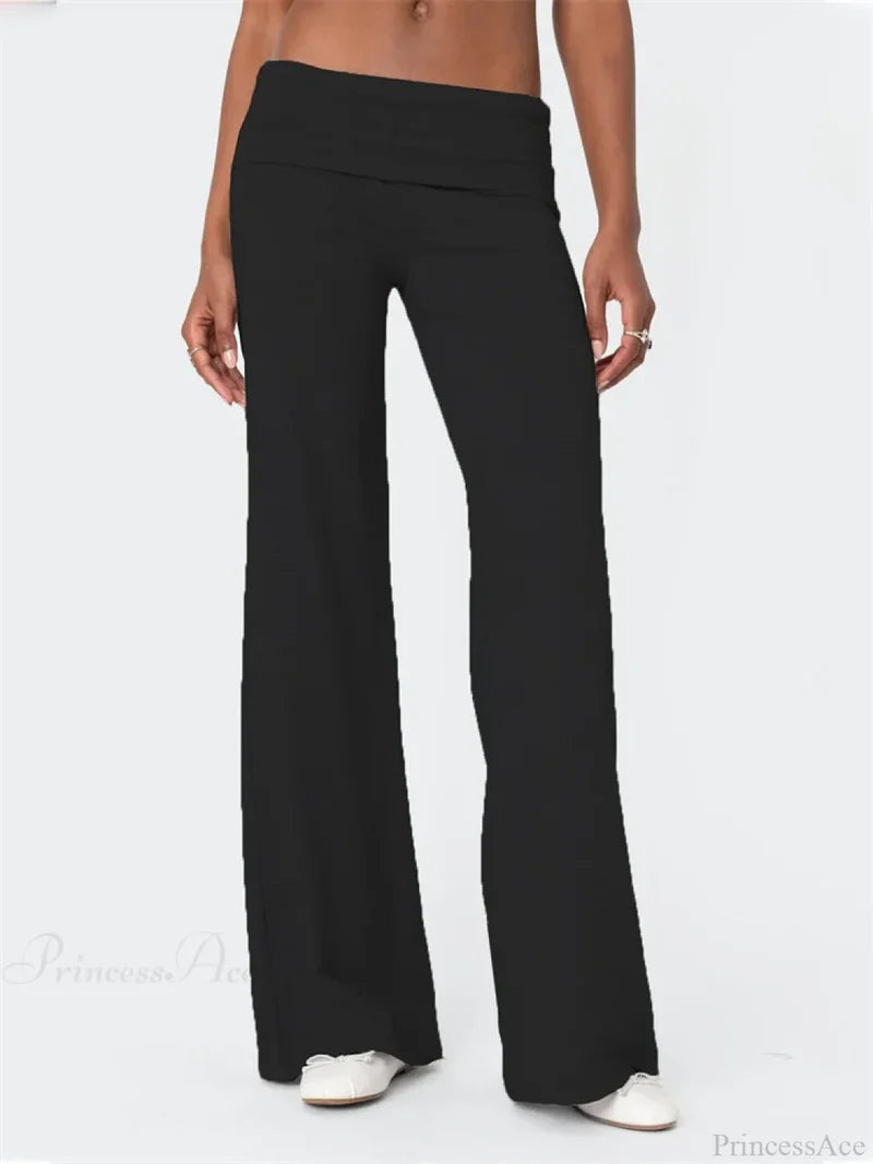 Low Waist Solid Color Loose Casual Street Pant BLACK / S pant-250223