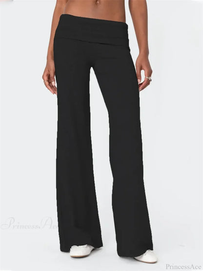 Low Waist Solid Color Loose Casual Street Pant BLACK / S pant-250223