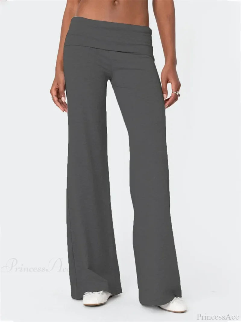 Low Waist Solid Color Loose Casual Street Pant DRAKGRAY / S pant-250223