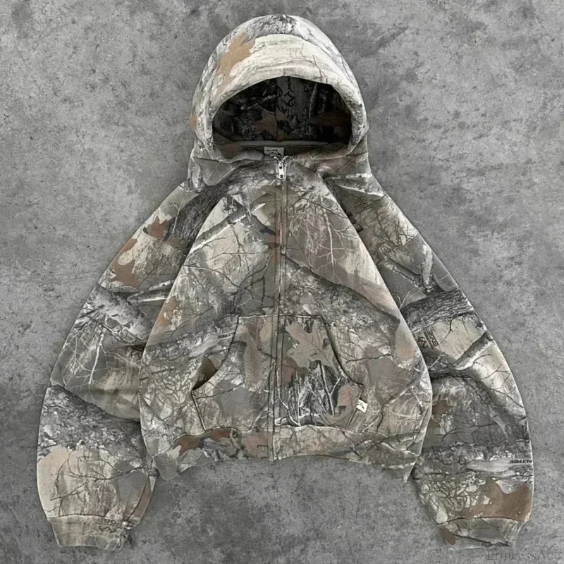 Maple Leaf Graphic Pullover Hoodie Gray / S