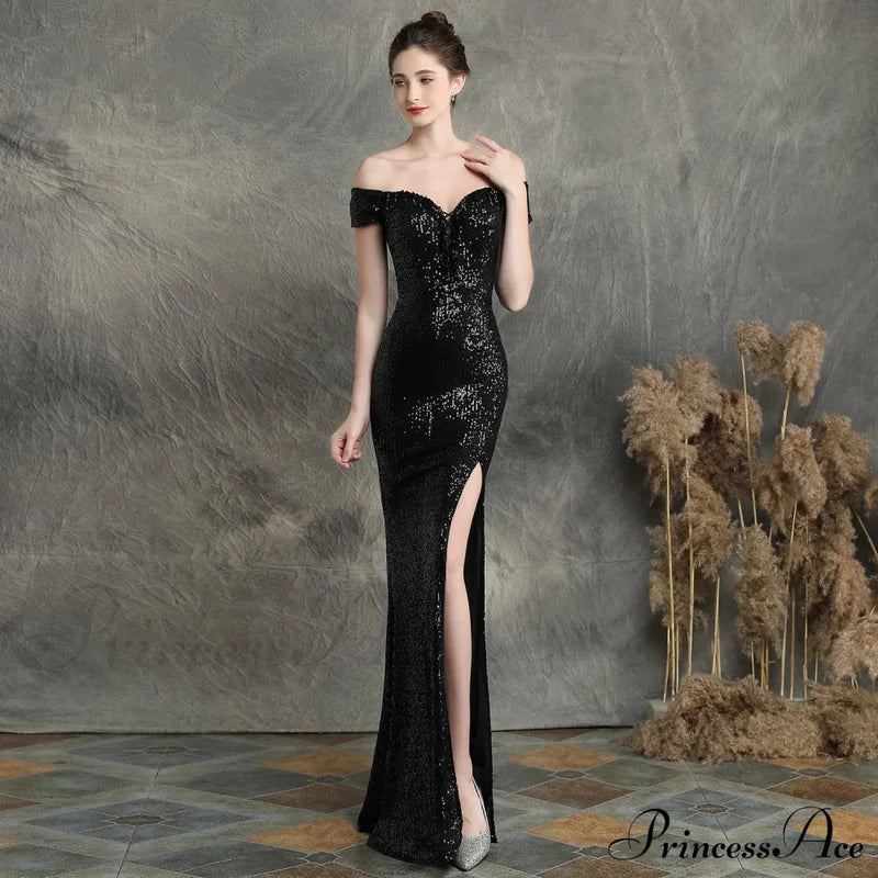Marzia Formal Sequined Slit Dress - Lady Occasions