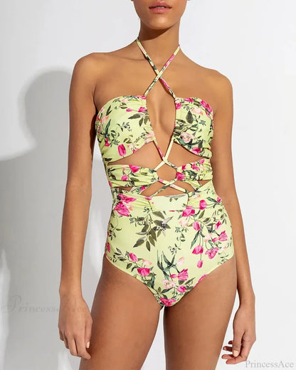 Milky White Cut-out Elegant Body Fit One Piece GREEN / S onepiece-250223