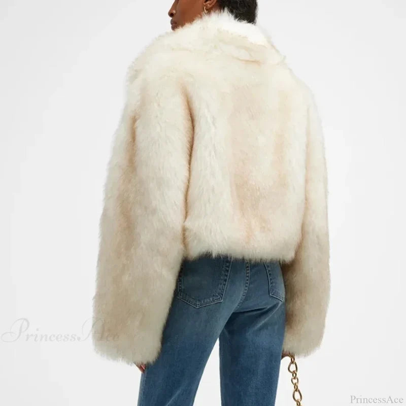 Neo Mint Gradient Cropped Fluffy Coat