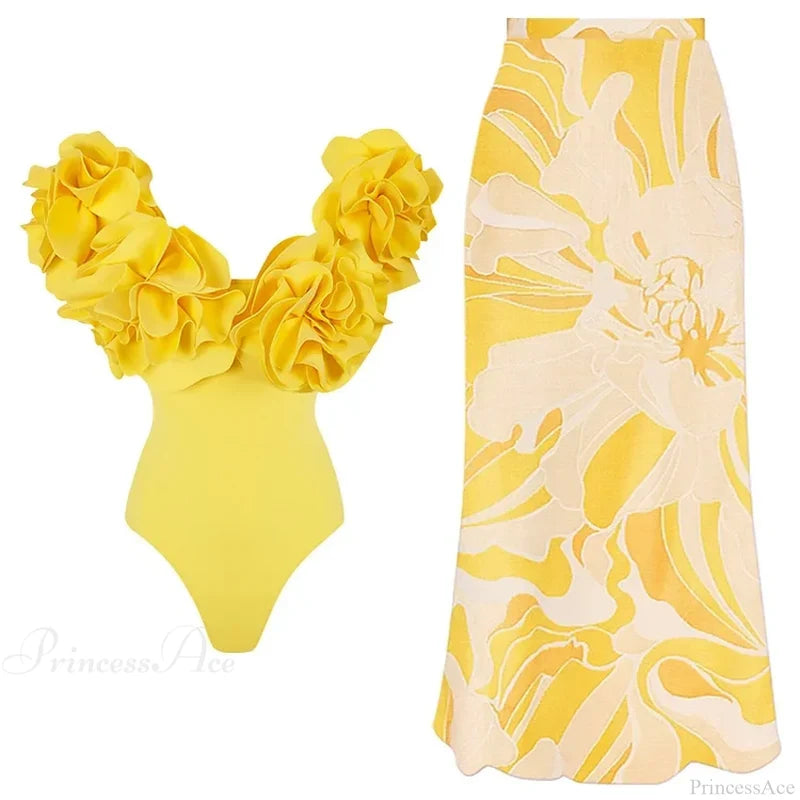 Off Shoulder Print Sarong Two Piece Set color8 / S