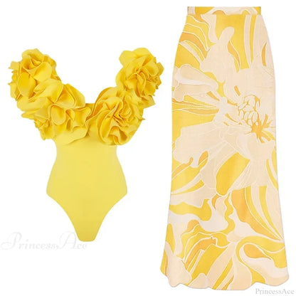 Off Shoulder Print Sarong Two Piece Set color8 / S