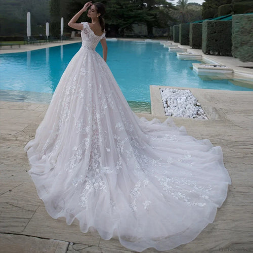 Off-Shoulder Royal Elegance Wedding Dress weddingdress-250223
