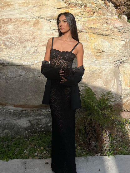 Off-Shoulder Sheer Lace Slim Fit Party Dress