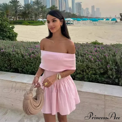 Off Shoulder Stylish Pleated Mini Dress