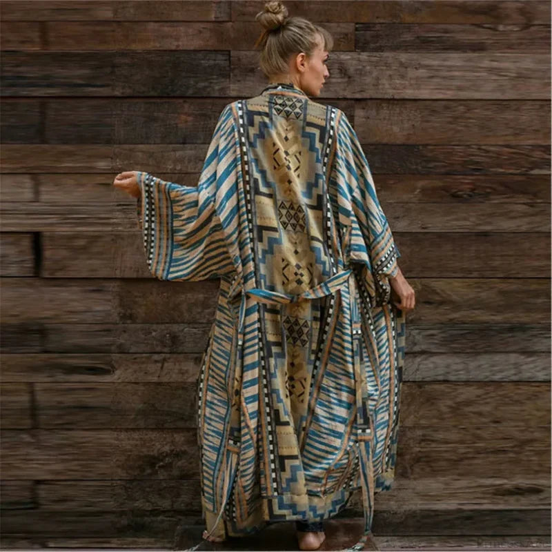 Orange Floral Cotton Kimono Beach Cover up Boho bohocoverup-250126