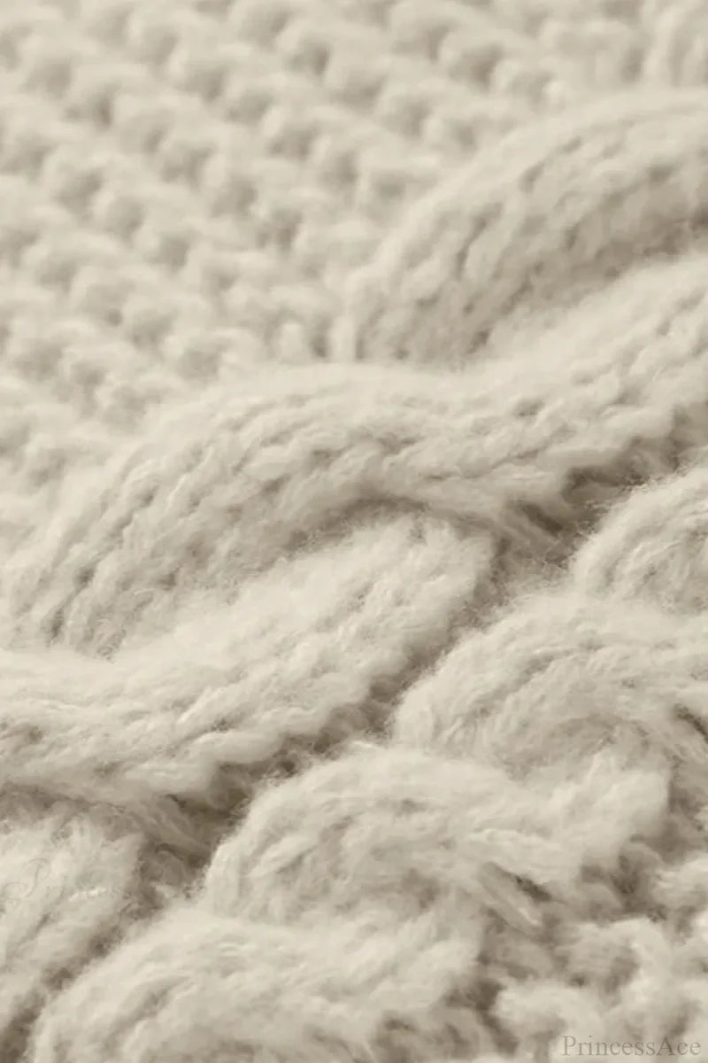Oversized Cable Knit Crew Neck Sweater