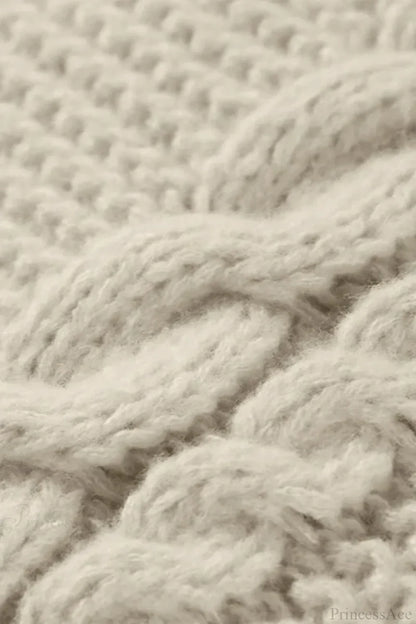 Oversized Cable Knit Crew Neck Sweater
