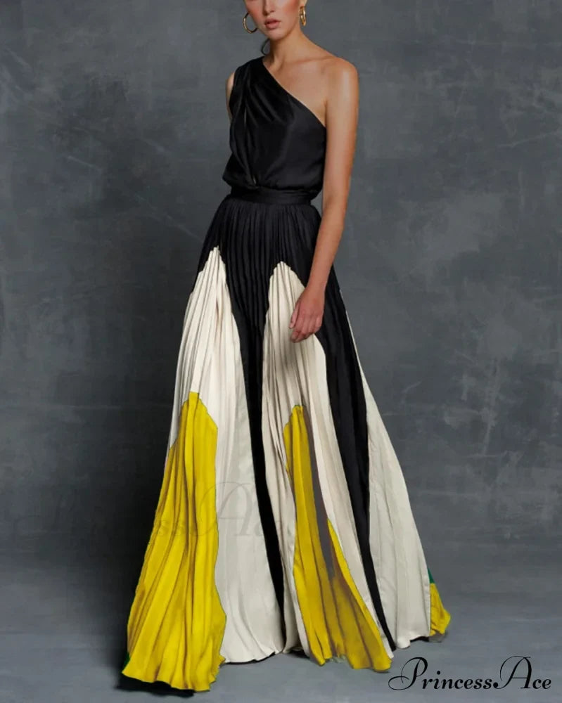 Patchwork Black Club Party High Night One Women’s Gown Off - Street Shoulder Dress