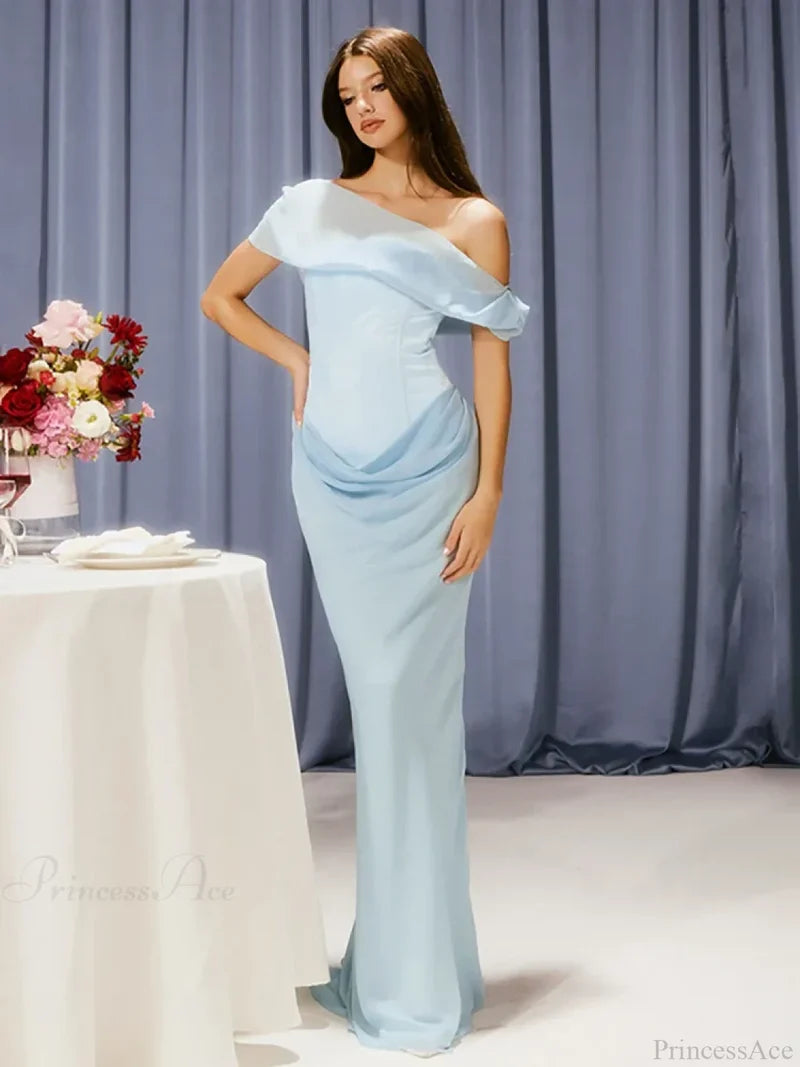Patchwork Diagonal Collar Vacation Dress Light Blue / S vacationdress-250223