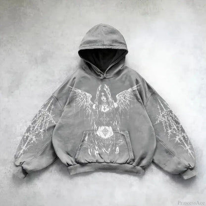 Pattern Printing Casual Hoodie white / M