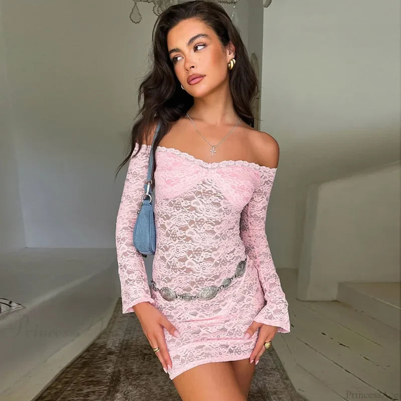 Perspective Lace Vacation Dress Pink / S vacationdress-250223