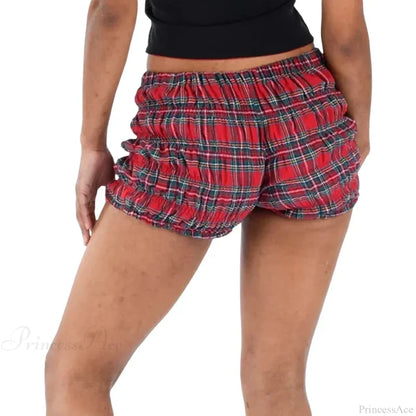 Plaid Frill Tiered Low-Rise Short short-250223