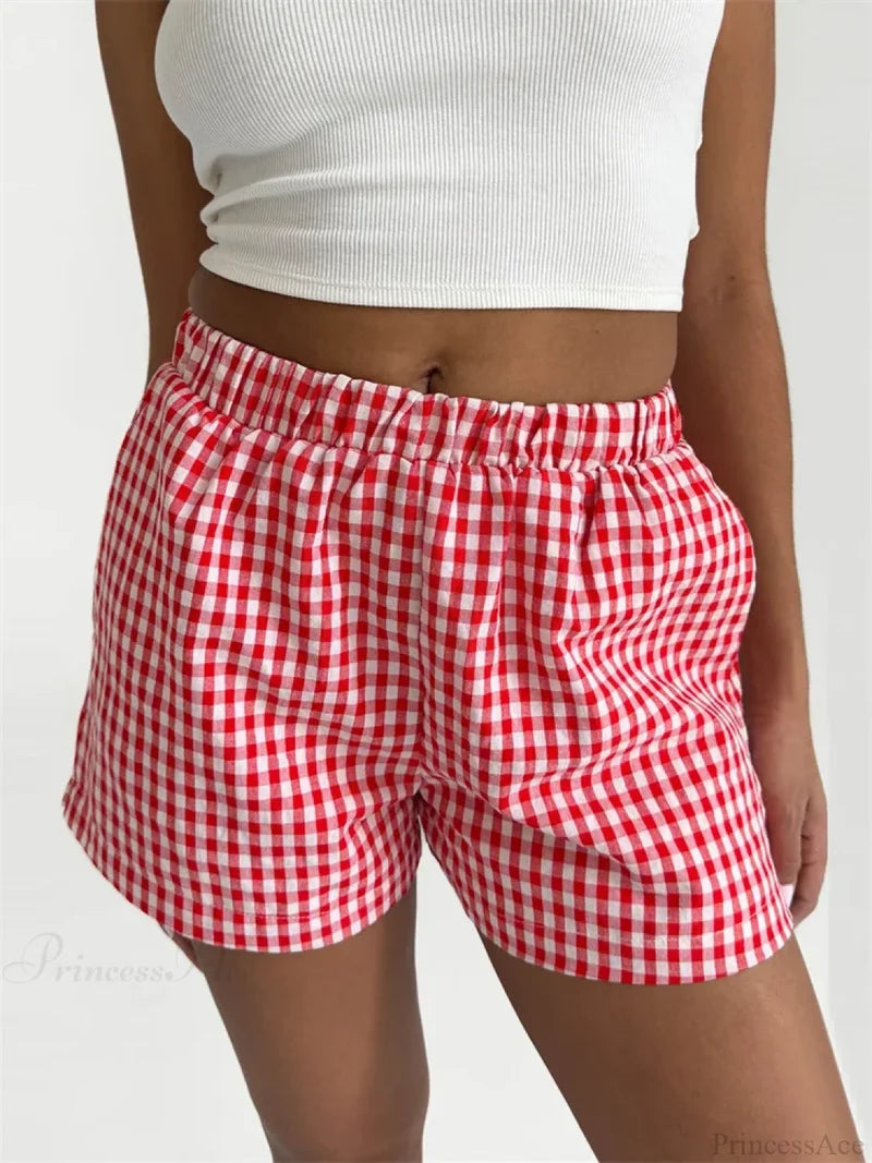 Plaid Pocket Lounge Short red / S short-250223