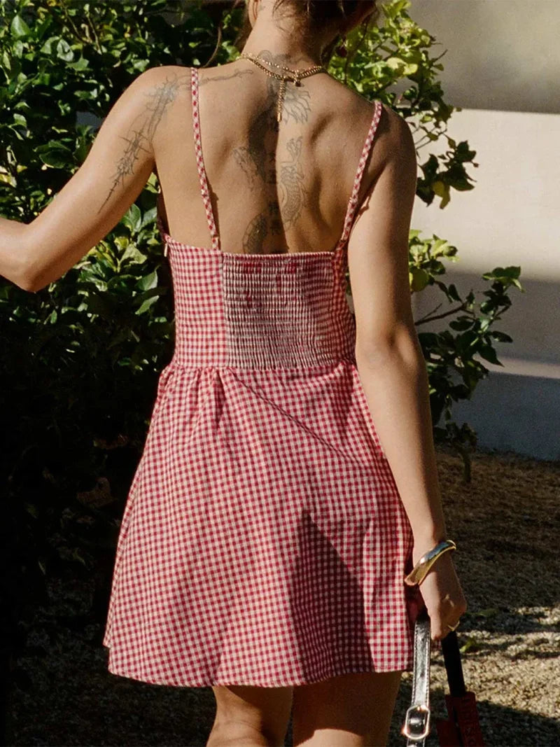 Plaid Sweetheart Mini Dress minidress-250223