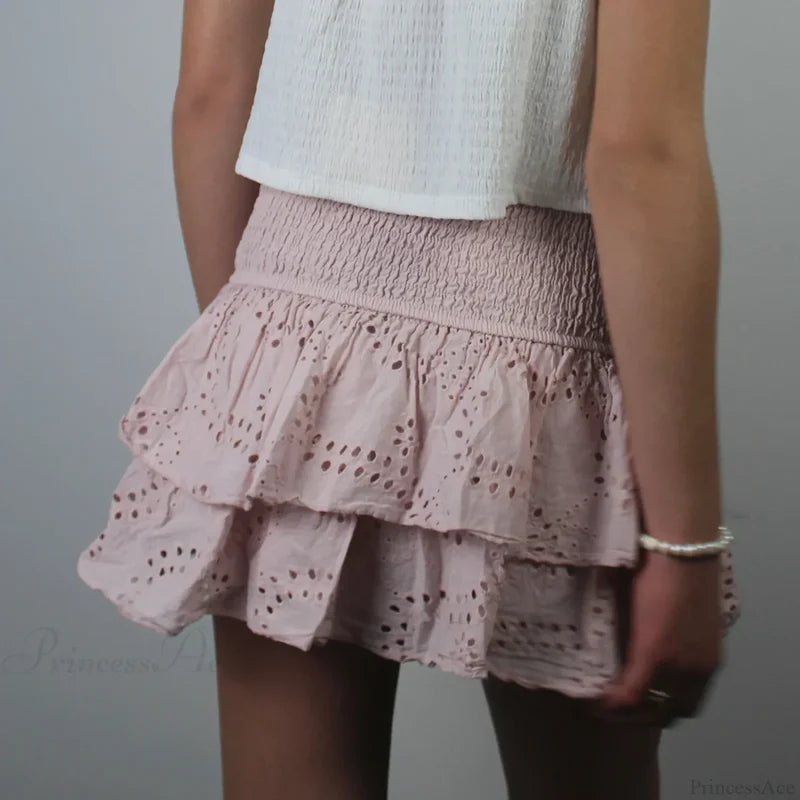 Pointelle Layered Ruffle Skirt skirts-250223