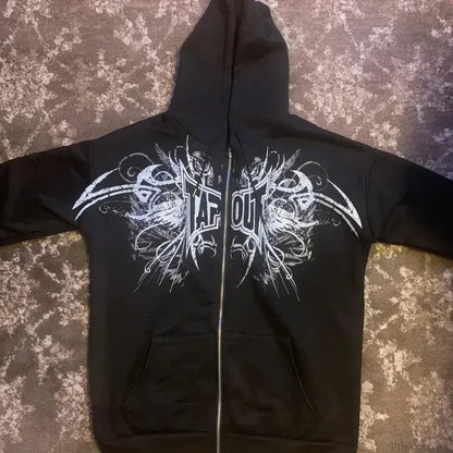 Prayer Portrait Black Zipper Hoodie black 2 / S