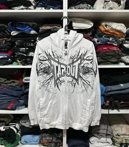 Prayer Portrait Black Zipper Hoodie white / S