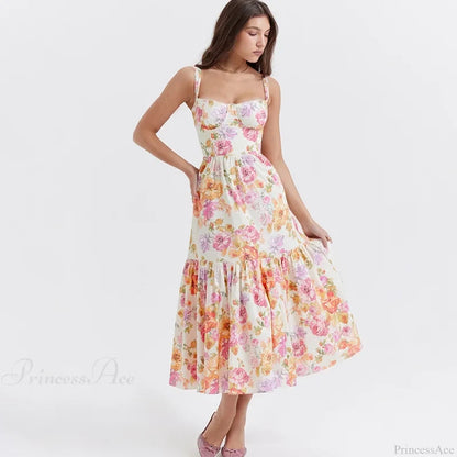 Print Bodycon A-line Vacation Dress Yellow / S vacationdress-250223