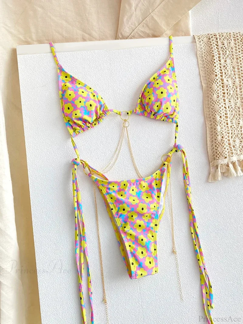 Print Triangle Bikini Set red / S