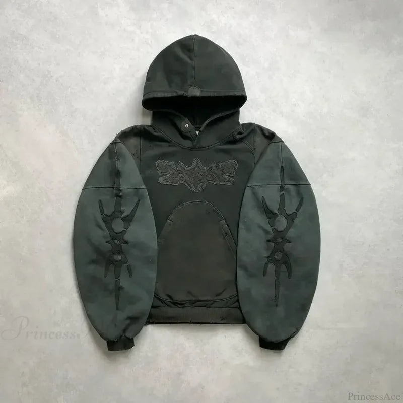 Punk Hip-Hop Embroidered Hoodie
