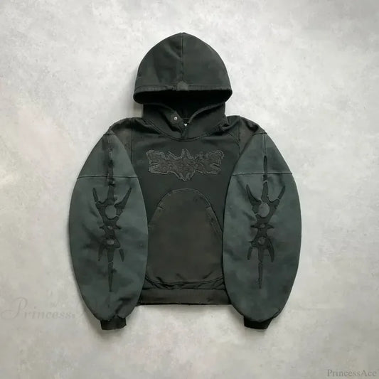 Punk Hip-Hop Embroidered Hoodie