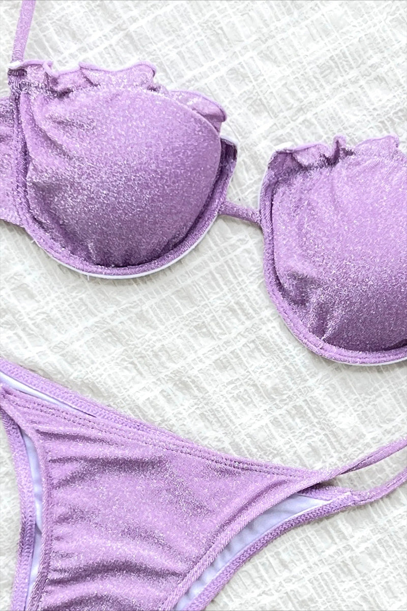 Purple Ring Detail Bikini Set