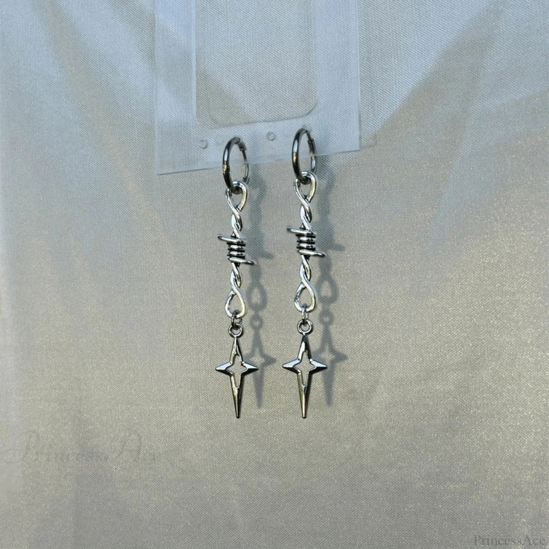 Rebel Celestial Cross Silver Empty Heart Earring color3 / CHINA