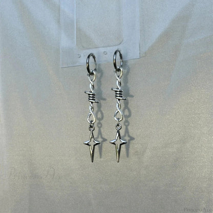 Rebel Celestial Cross Silver Empty Heart Earring color3 / CHINA