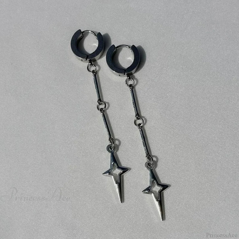 Rebel Celestial Cross Silver Empty Heart Earring color12 / CHINA