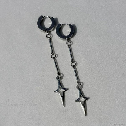 Rebel Celestial Cross Silver Empty Heart Earring color12 / CHINA