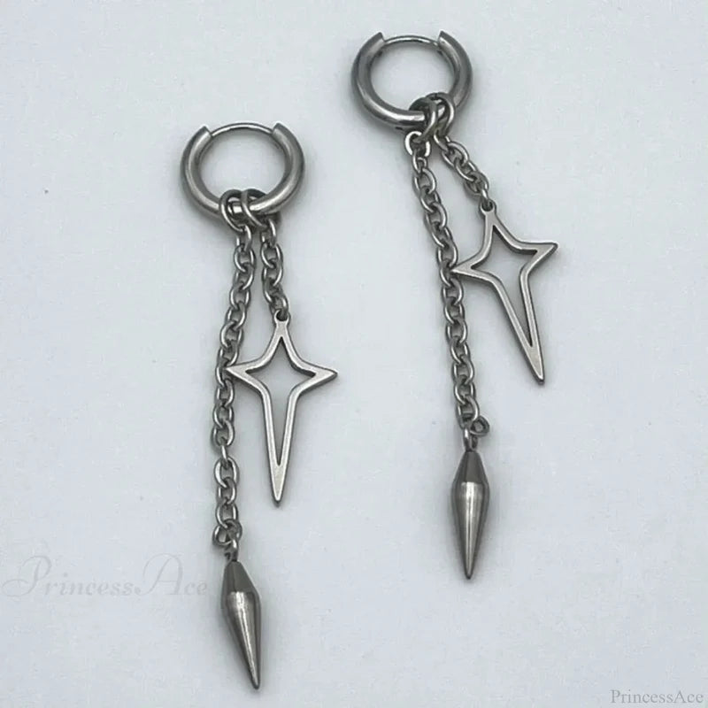 Rebel Celestial Cross Silver Empty Heart Earring