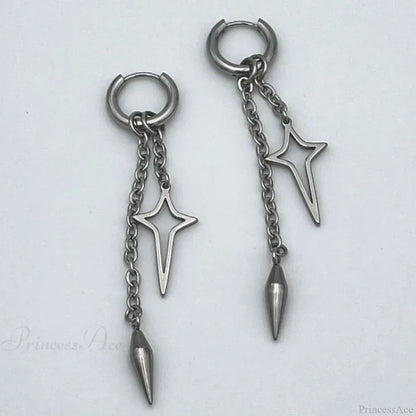 Rebel Celestial Cross Silver Empty Heart Earring