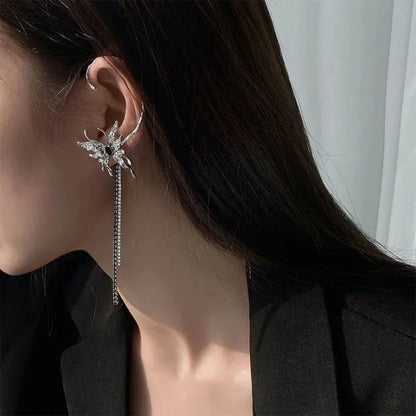 Rebellious Darts Chain Fringe Clip Stud Earring color2