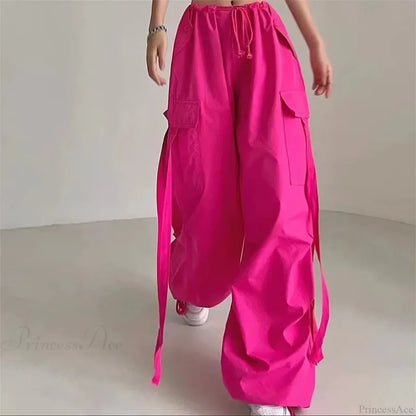 Red Cargo Casual High Waist Hip Hop Pant Red / S pant-250223