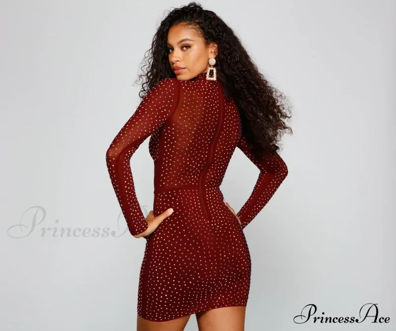 Renata Formal Heat Charming Stone Illusion Mini Dress S.o. Short Dresses
