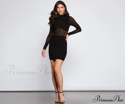 Renata Formal Heat Charming Stone Illusion Mini Dress S.o. Short Dresses