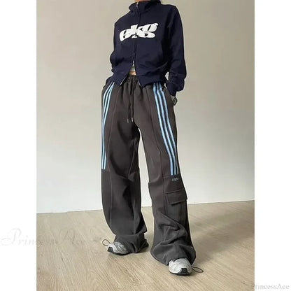 Retro Lazy Stripes Wide Leg Pants