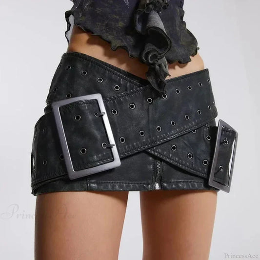 Retro Zipper High-Waist Skirt Black / S skirts-250223