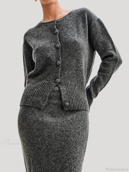 Ribbed Long Sleeve Button Cardigan