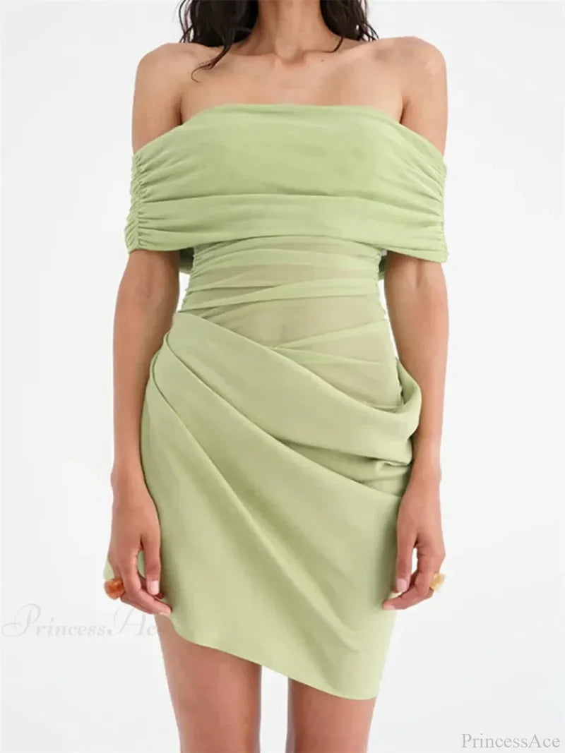 Ruched Mesh Party Mini Dress minidress-250223
