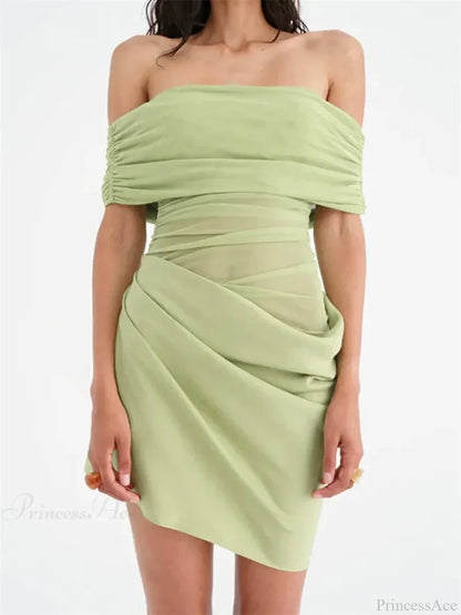 Ruched Mesh Party Mini Dress minidress-250223